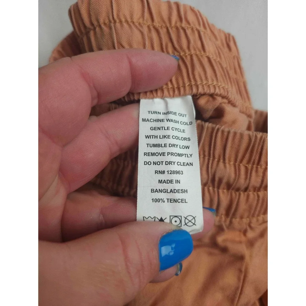Indigo Rein Womens Terracotta Orange Chambray Jogger Pants Drawstring Size Small